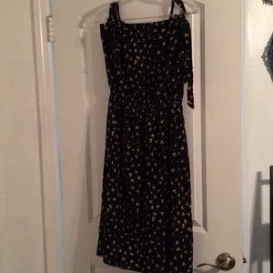 H&M black/floral midi summer dress. Sz 8